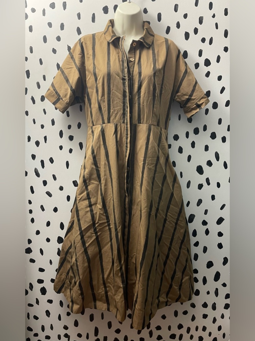 Buru tan and black striped midi dress